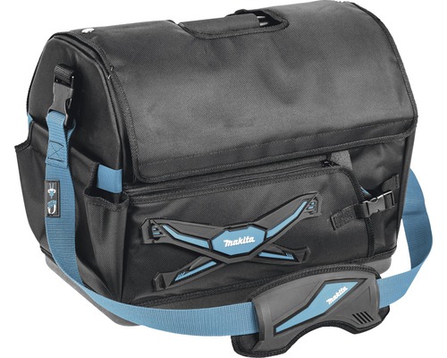 Geantă scule Makita Ultimate Covered 49x31 cm, material textil negru/albastru, cu mâner