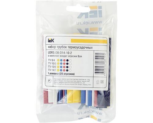 Set tuburi termo-contractibile IEK Ø2/4/6/8 mm, lungime 80mm, 5 culori, 20 piese Set tub termocontractabil în ambalaj transparent