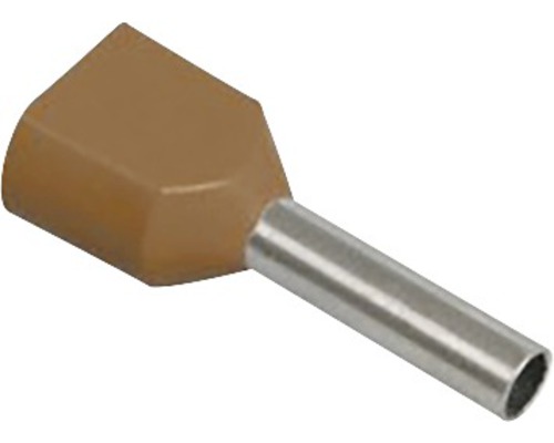 Pini terminali izolați Starke 2x10 mm², 50 bucăți, pentru conductor lițat, culoare maro