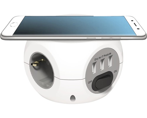 Priză multiplă cu porturi USB și telefon mobil