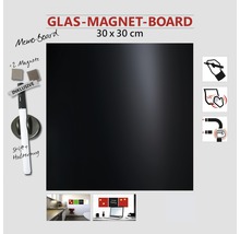 Tablă magnetică din sticlă, neagră, 30x30 cm-thumb-1
