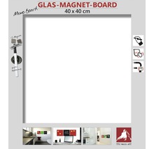 Tablă magnetică din sticlă, albă, 40x40 cm-thumb-0