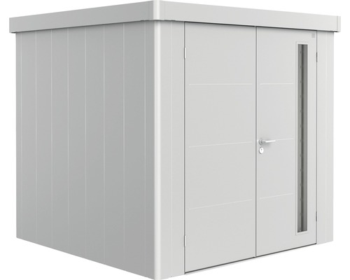 Magazie grădină Biohort Neo 2B metal ușă dublă 236x236 cm argintiu metalizat Dulap de grădină din metal cu ușă dublă și fereastră