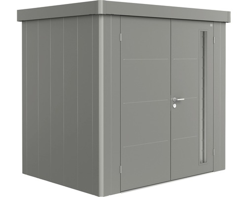 Magazie grădină Biohort Neo 1B metal ușă dublă 236x180 cm gri-cuarț metalizat Cabină de grădină metalică cu ușă dublă și fereastră