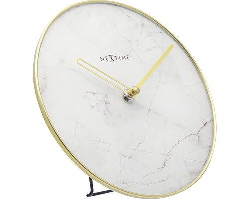 Ceas de masă NeXtime Marble alb/auriu Ø 20 cm