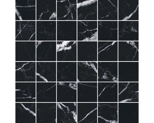 Mozaic ceramic Verona negru 30x30 cm Placă de mozaic cu structură de marmură