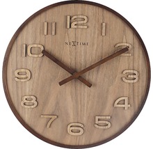 Ceas perete NeXtime Wood Medium maro Ø 35 cm