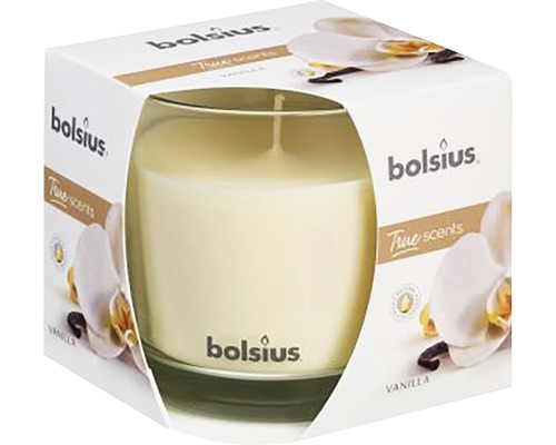 Lumânare parfumată Bolsius pahar mare, vanilie, durata de ardere 43 h