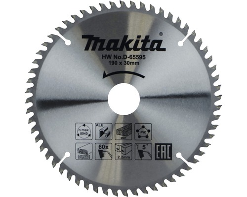 Disc fierăstrău circular Makita Ø190x2,2x30 mm 60 dinți