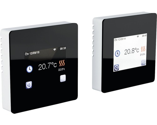 Termostat wireless digital Vitalheizung HVHTFT WIFI incl. Touchscreen negru Două termostate electronice de cameră pentru controlul temperaturii