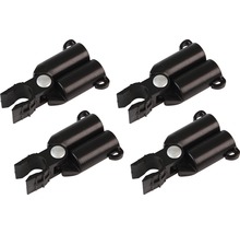 Patru suporturi negre cu clips pentru fixarea țevilor