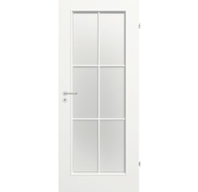 Ușă de interior albă cu inserție de sticlă și mâner