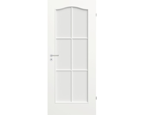 Foaie de ușă Classen albă Morano 2.10 MDF 203,5x74,4 cm dreapta Ușă de interior albă cu șase panouri și mâner