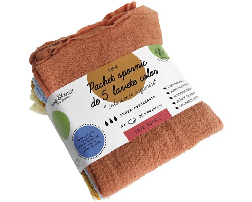 Pachet cu cinci lavete organice colorate
