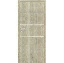 Ușă de interior cu linii decorative orizontale și mâner