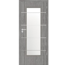 Ușă de interior cu inserție de sticlă și baghete decorative orizontale