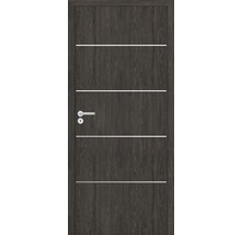 Ușă de interior cu linii decorative orizontale și clanță