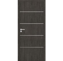 Ușă de interior cu aspect de lemn și linii decorative orizontale