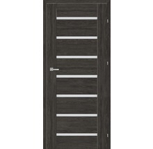 Ușă de interior cu aspect de lemn și decupaje de lumină