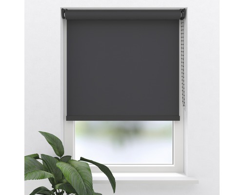Rulou semitransparent Soluna T24 uni negru 60x190 cm, accesorii negre Rulou gri la fereastră