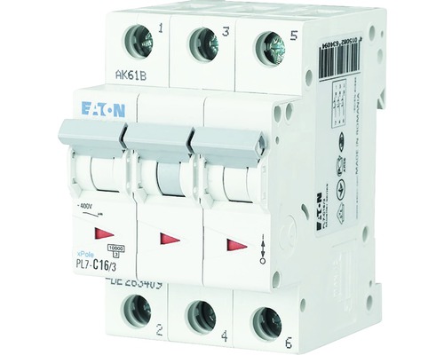 Disjunctor electric modular Eaton xPole 3P 16A 10kA, curbă C