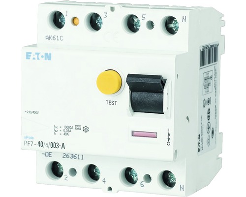 Întreruptor simplu cu protecție diferențială Eaton xPole 4P 40A 10kA/30mA Întrerupător de circuit cu curent rezidual Eaton cu buton de testare