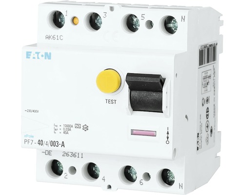 Întreruptor simplu cu protecție diferențială Eaton xPole 4P 63A 10kA/100mA Întrerupător de circuit cu curent rezidual Eaton cu buton de testare