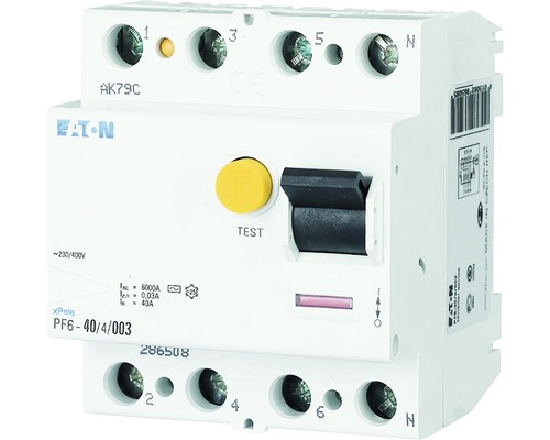 Întreruptor simplu cu protecție diferențială Eaton xPole 4P 25A 6kA/100mA Întrerupător de curent rezidual Eaton cu buton de testare