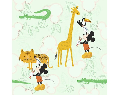 Tapet vlies TD5-0002 Disney Mickey Doodle Zoo 10,05x0,53 m Model cu crocodili, girafă, tigru, tucan și Mickey Mouse