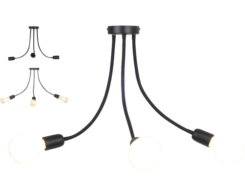 Lumină suspendată cu trei becuri și cablu textil