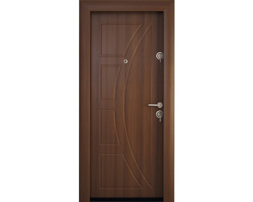 Ușă de intrare metalică pentru interior Modern 313 nuc MT 88x201 cm stânga Ușă de intrare maro cu feronerie și încuietoare