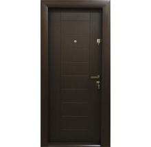Ușă de intrare întunecată închisă cu vizor, mâner și cheie