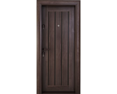 Ușă exterior metalică Arhitect 425 nuc wenge 88x201 cm dreapta Ușă de intrare închisă cu vizor și set de mânere
