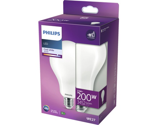 Bec LED Philips, 23 wați, echivalent 200 wați, 3452 lumeni, soclu E27, în ambalaj