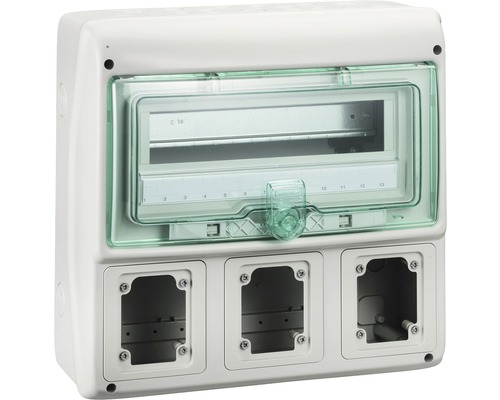 Tablou organizare electrică șantier Schneider Kaedra 13 module IP65, montaj aparent, cu 3 doze pentru prize/întrerupătoare Tablou organizare electrică șantier Schneider Kaedra 13 module IP65, montaj aparent, cu 3 doze pentru prize/întrerupătoare