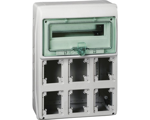 Tablou organizare electrică șantier Schneider Kaedra 13 module IP65, montaj aparent, cu 6 doze pentru prize/întrerupătoare Tablou organizare electrică șantier Schneider Kaedra 13 module IP65, montaj aparent, cu 6 doze pentru prize/întrerupătoare