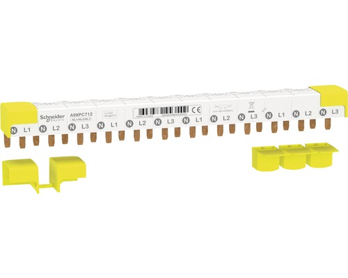 Bară busbar tip pieptene Schneider Acti9 3P+N 80A 12x, pentru tablouri electrice Bară de distribuție electrică Schneider Electric cu capace