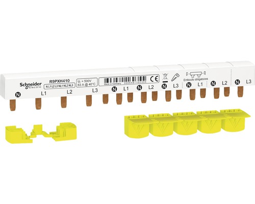 Bară busbar tip pieptene Schneider Resi9 3P+N 63A 10x, pentru tablouri electrice