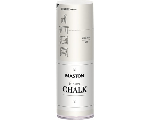 Spray vopsea cretă pentru mobilă Maston alb antic mată 400 ml Vopsea spray Mastons Furniture Chalk, potrivită pentru mobilier