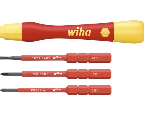 Set șurubelnițe Wiha Softfinish electric slimfix, 12 piese Set de suport de biți cu cuplu fin Wiha cu trei biți