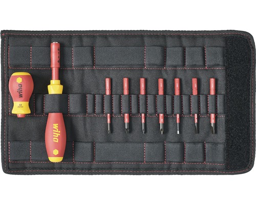 Set șurubelnițe și biți Wiha Softfinish electric slimfix, 6 piese Set de lame interschimbabile Wiha cu mai multe șurubelnițe într-o geantă neagră pentru scule
