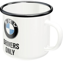 Cană emailată cu logo BMW și inscripția Drivers Only