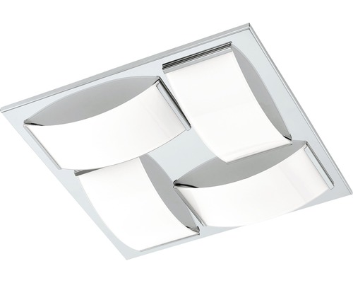 Plafonieră cu LED integrat Wasao 4x5,4W 2040 lumeni, pentru baie IP44, crom/alb Lumină de tavan pătrată cu patru suprafețe luminoase