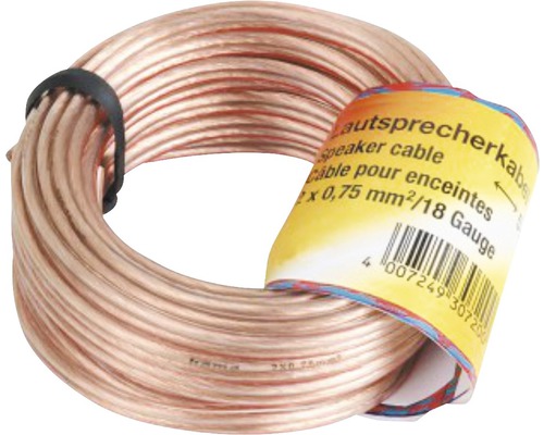Cablu difuzoare Hama 2x0,75 mm² transparent, inel 10m