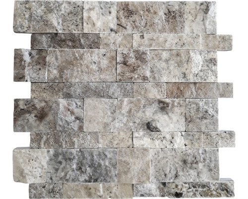 Mozaic travertin Silver Minipanel 29,6x28,4 cm Placă de mozaic din travertin pentru perete și podea