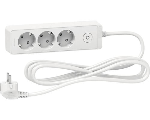 Prelungitor electric Schneider Unica 3 prize 3m 3680W alb, cu întrerupător Bloc multipriză cu trei prize și cablu