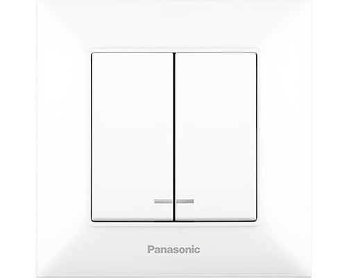 Întrerupător dublu Panasonic Arkedia Slim, cu lumină, alb, incl. ramă