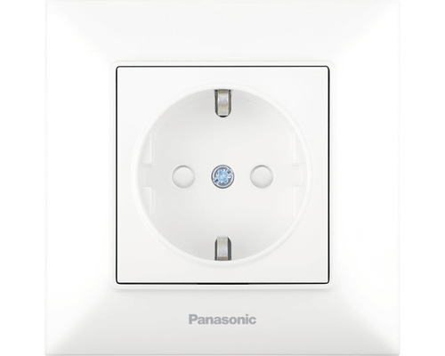 Priză simplă cu împământare Panasonic Arkedia Slim, alb, cu protecție copii, incl. ramă