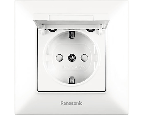 Priză simplă cu împământare Panasonic Arkedia Slim, capac de protecție, alb, incl. ramă