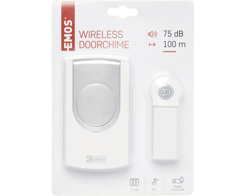 Sonerie fără fir cu un volum de 75 de decibeli și o rază de acțiune de 100 de metri